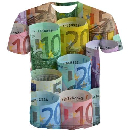 Money T shirts Men Geometric T shirts Funny Colorful Tshirts Novelty Harajuku Tshirts Casual Graffiti Tshirts Cool Short Sleeve - KYKU