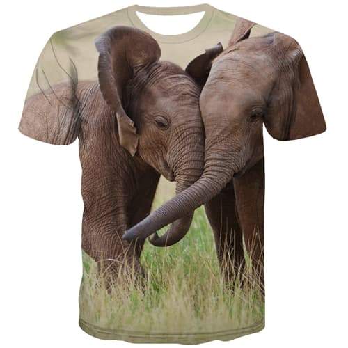 Elephant T shirts Men Animal Shirt Print Lovely Tshirts Casual Hip Hop Tshirt Anime Harajuku Tshirts Novelty Short Sleeve - KYKU