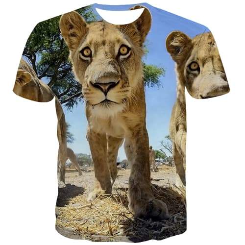 Animal T shirts Men Lion Tshirts Casual Hip Hop Tshirt Printed Harajuku Tshirt Anime Street T-shirts 3d Short Sleeve Fashion - KYKU