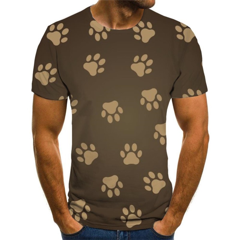 tshirt dog paw print Puppy Cute Pets 3D tshirt big Smart dogs men art costume Cool