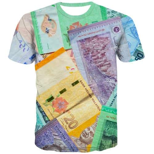 Money T shirts Men Malaysia Tshirts Cool Malaysian Ringgit Tshirt Printed Flower T-shirts Graphic Harajuku Tshirt Anime - KYKU