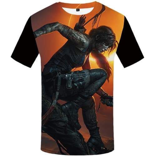 Gun T shirts Men War T-shirts 3d Moon Tshirts Casual Mountain Tshirts Cool Gothic T shirts Funny Short Sleeve T shirts Mens - KYKU