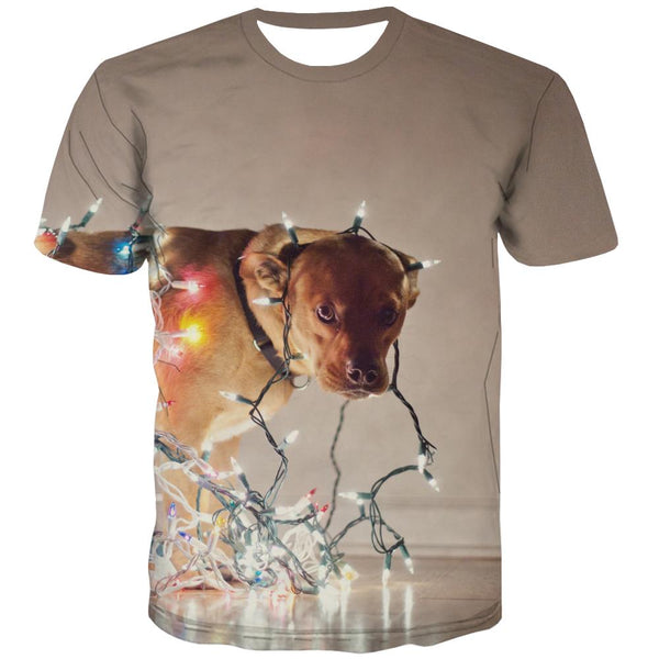 
dog and lantern tshirt Casual festival Casual art costume Christmas men
                