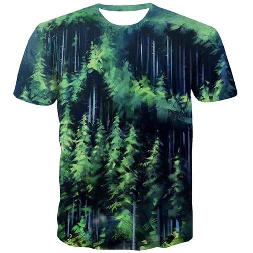 Forest T shirts Men Graffiti Tshirts Casual Psychedelic T-shirts Graphic Green Tshirt Anime Abstract T-shirts 3d Short Sleeve - KYKU