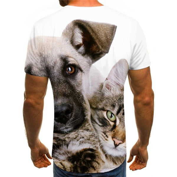 
tshirt animal tee top docile pets art costume men cat and dog Cool
                