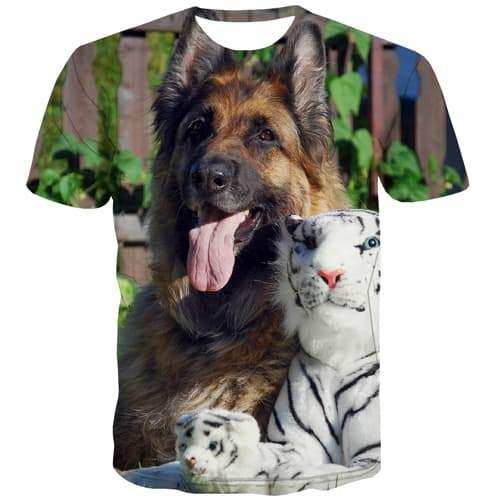 Tiger T-shirt Men Dog T shirts Funny Lovely Tshirts Novelty Harajuku Tshirt Printed Hip Hop Shirt Print Short Sleeve Full Print - KYKU