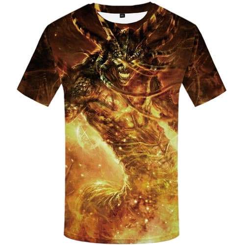 Flame T-shirt Men Skull Tshirts Casual Animal Tshirts Novelty Game Tshirt Printed War Shirt Print Short Sleeve Fashion Mens Tops - KYKU