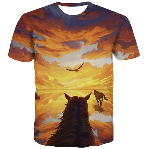 Animal T shirts Men Graffiti Tshirts Cool Sunset Shirt Print Funny Tshirts Novelty Harajuku Tshirt Anime Short Sleeve Full Print - KYKU