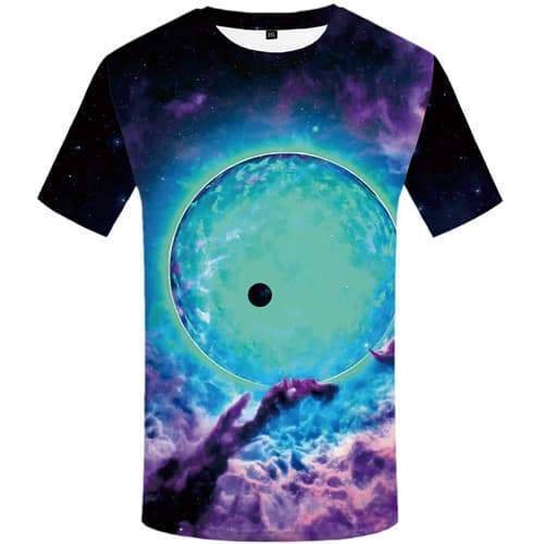 Galaxy Space T shirts Men Harajuku Tshirts Novelty Colorful T shirts Funny Moon Tshirt Printed Nebula Tshirt Anime Short Sleeve - KYKU