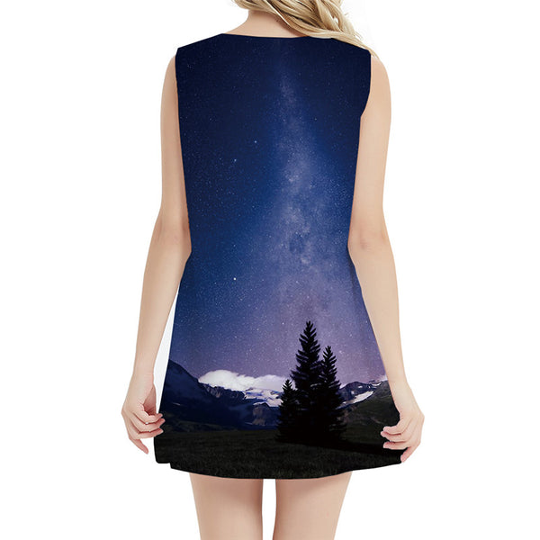 
Galaxy Dress Women Mountain Office Tree Boho Nebula 3d Print Harajuku Sundress Womens Clothing Tassel
                