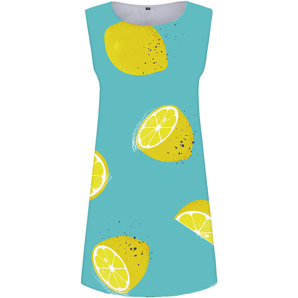 Lemon Dress Women Green Vestido Sexy Ink Sundress Fruit Beach Womens Clothing Casual