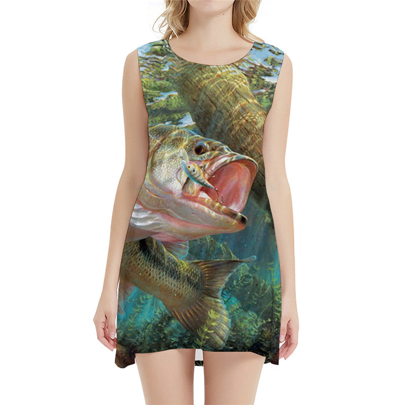 Fish Dress Women Fisherman Tank Metal Party Animal Sexy Ocean Boho Womens Clothing Elegant