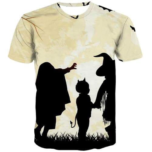 Halloween T-shirt Men Witch T-shirts Graphic Cartoon Tshirts Casual Moon Shirt Print Harajuku Tshirt Printed Short Sleeve summer - KYKU