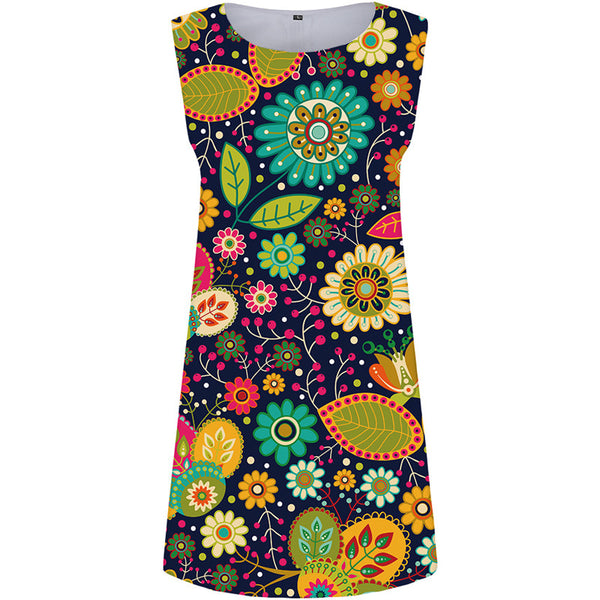 Flower Dress Women Leaf Sundress Colorful Tank Retro Party Womens Clothing Tassel