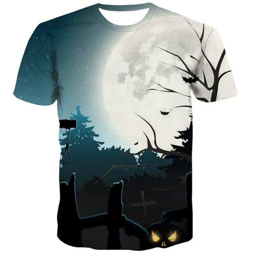 Moon T shirts Men Halloween T shirts Funny Bat Tshirt Printed Cosplay Tshirt Anime Funny T-shirts 3d Short Sleeve Hip hop - KYKU