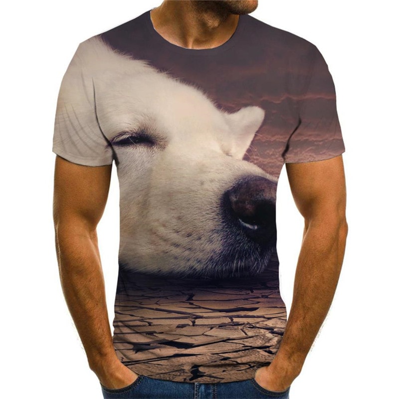dog tshirt Cool Puppy Cute animal big Smart dogs men's Casual art costume