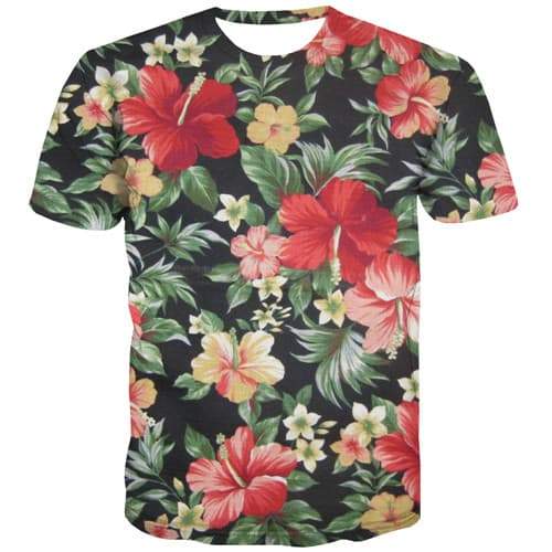 Flower T-shirt Men Leaf T shirts Funny Harajuku Shirt Print Colorful T-shirts 3d Gothic Tshirts Cool Short Sleeve Full Print - KYKU
