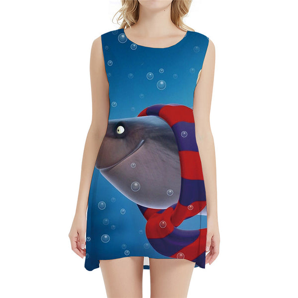 Fish Dress Women Blue Ladies Dresses Animal Vestido Sexy Ocean Office Christmas Boho Womens Clothing Summer