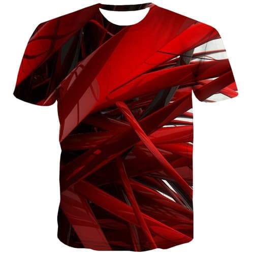 Psychedelic T shirts Men Red Tshirt Anime Punk Shirt Print Harajuku T shirts Funny Abstract Tshirts Casual Short Sleeve Hip hop - KYKU