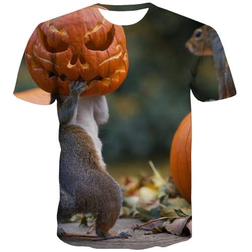 Animal T shirts Men Pumpkin T-shirts 3d Halloween Tshirts Novelty Funny T-shirts Graphic Street Tshirts Casual Short Sleeve - KYKU