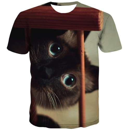 Animal T shirts Men Cat T-shirts Graphic Lovely T-shirts 3d Hip Hop T shirts Funny Street Tshirts Novelty Short Sleeve Hip hop - KYKU