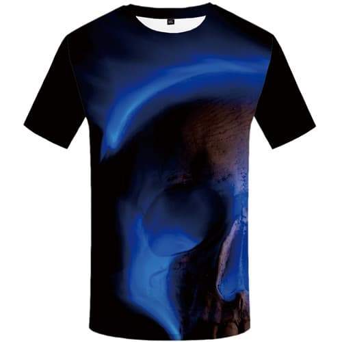 Skull T-shirt Men Aurora T shirts Funny Black Tshirts Novelty Gothic Tshirts Cool Short Sleeve Punk Rock Unisex S-5XL Streetwear - KYKU