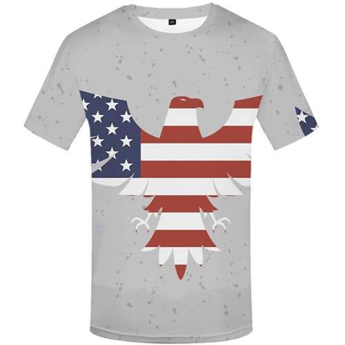 Eagle T shirts Men American Flag Tshirt Anime Animal Shirt Print Gray Tshirts Cool Usa Tshirt Printed Short Sleeve Hip hop - KYKU