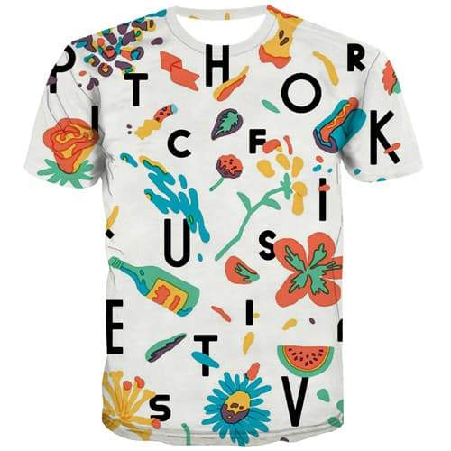 Graffiti T shirts Men Food Tshirt Printed Character Shirt Print White Tshirts Novelty Harajuku T-shirts 3d Short Sleeve Hip hop - KYKU
