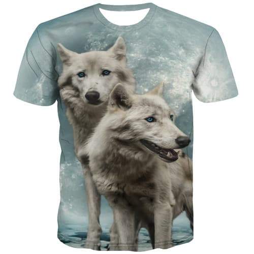 Wolf T shirts Men Animal T shirts Funny Space Galaxy T-shirts 3d Moon Shirt Print Abstract Tshirt Printed Short Sleeve T shirts - KYKU