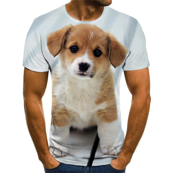 t shirt dog t shirt 3D Puppy Cute animal Cool big Smart dogs men's art costume