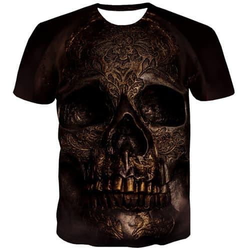 Skull T-shirt Men Military Tshirt Anime Metal Tshirt Printed Hip Hop Tshirts Casual Terror Shirt Print Short Sleeve Fashion - KYKU