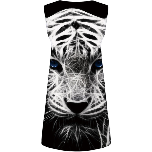 
Tiger Dress Women Animal Boho Black Tank Black And White Ladies Dresses Gothic Beach Womens Clothing Summer
                