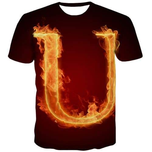 Flame T shirts Men Black Tshirt Printed Fire Tshirts Cool Letter T shirts Funny Gothic Tshirt Anime Short Sleeve Punk Rock - KYKU