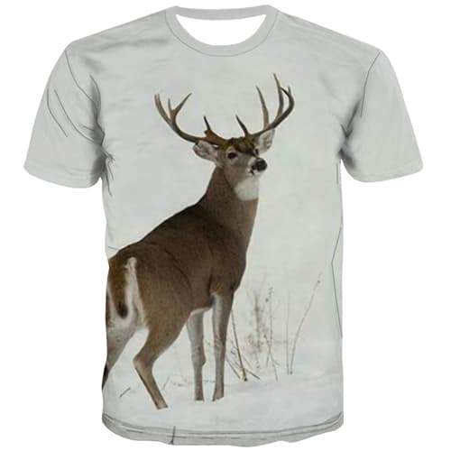 Deer T-shirt Men Animal T shirts Funny Cartoon T-shirts 3d Harajuku Tshirt Anime Lovely Tshirts Cool Short Sleeve Full Print Men - KYKU