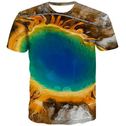 Sea T-shirt Men Colorful Tshirt Anime Rock T-shirts Graphic Volcanic Tshirts Casual Funny T-shirts 3d Short Sleeve Punk Rock Men - KYKU
