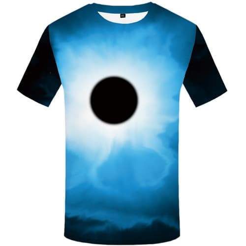 Galaxy T-shirt Men Moon T shirts Funny Blue T-shirts 3d Space Tshirts Cool Black Hole Tshirts Novelty Short Sleeve Punk Rock - KYKU