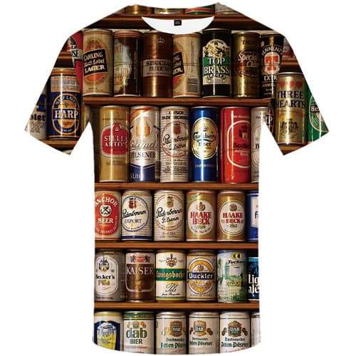 Beer T shirts Men Metal Shirt Print Colorful Tshirt Anime Harajuku Tshirts Cool Short Sleeve Hip hop Unisex S-5XL O-neck Rock - KYKU