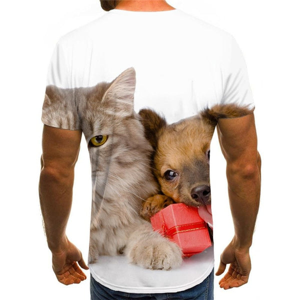 
shirt animal docile pets Funny 3D t shirt Cool art costume men cat and dog
                