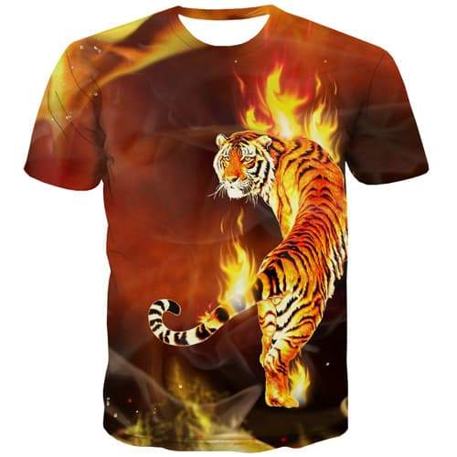 Tiger T shirts Men Animal Tshirt Printed Flame T-shirts Graphic Galaxy Space Shirt Print Fire Tshirt Anime Short Sleeve Fashion - KYKU