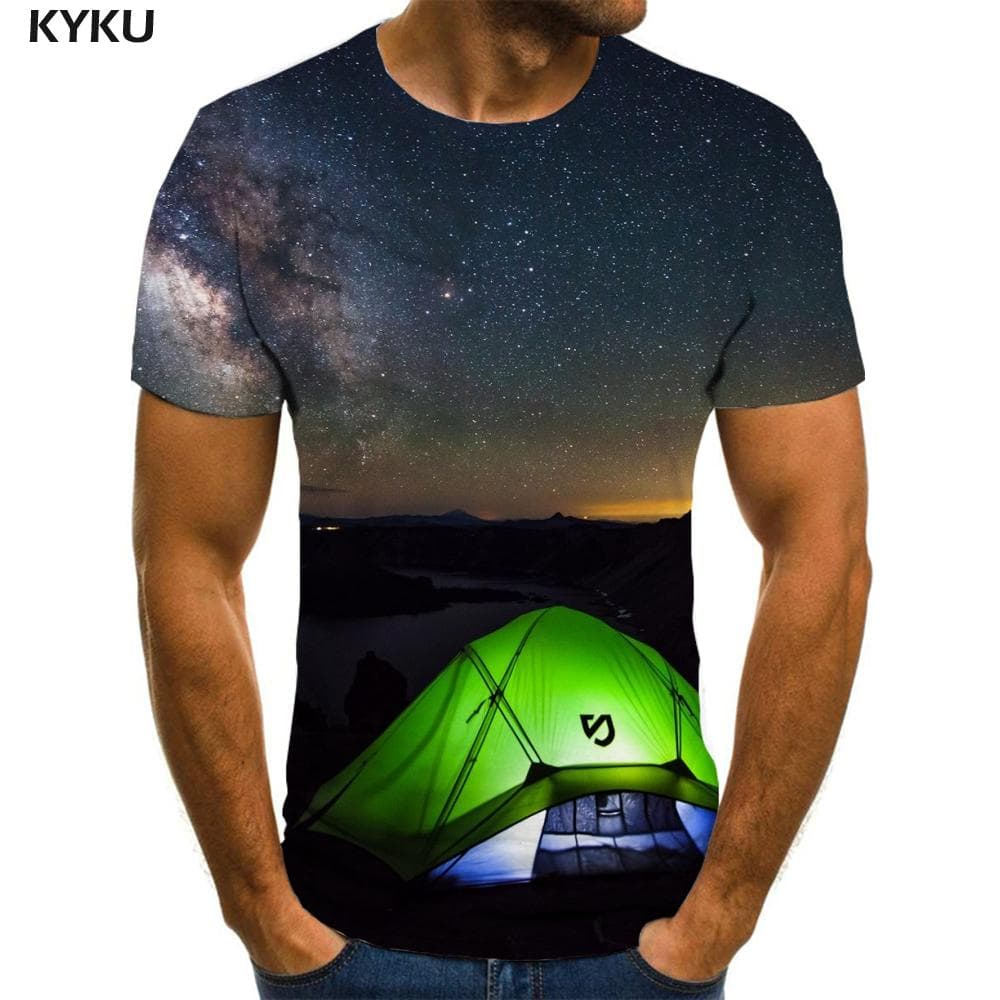 Galaxy T shirt Men Space Tshirt Printed Nebula Funny T shirts Romantic Shirt Print