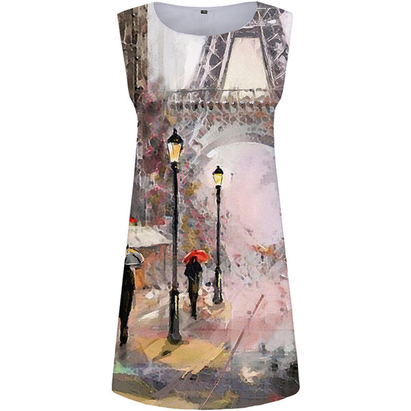 
Eiffel Tower Dress Women City Tank France Party Painting Boho Retro Korean Style Womens Clothing Casual
                