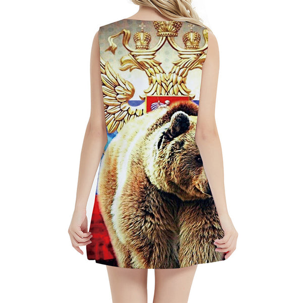 
Bear Dress Women Animal 3d Print Russia Office Metal Korean Style War Sundress Womens Clothing Vintage
                