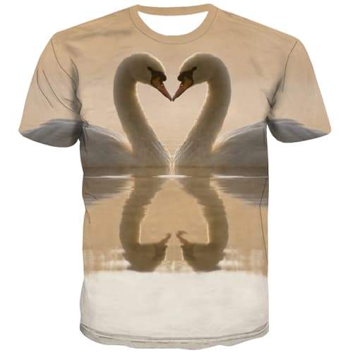 Animal T-shirt Men Swan Tshirts Casual Lovely Tshirts Novelty Play Shirt Print Harajuku Tshirt Anime Short Sleeve Full Print Men - KYKU