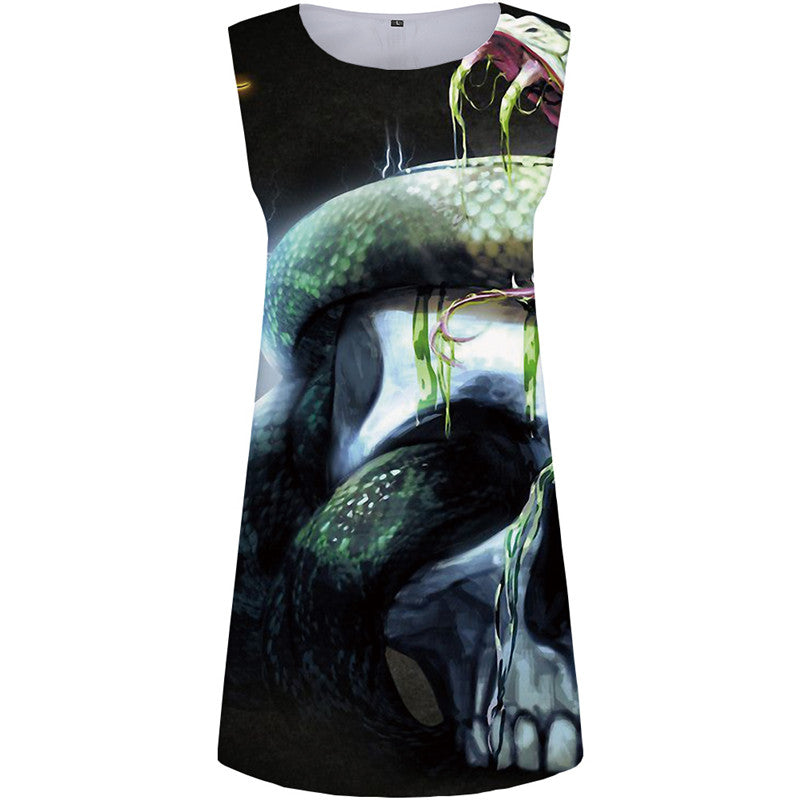 Snake Dress Women Animal Beach Skull Office Gothic Ladies Dresses Novel Boho Womens Clothing Tassel