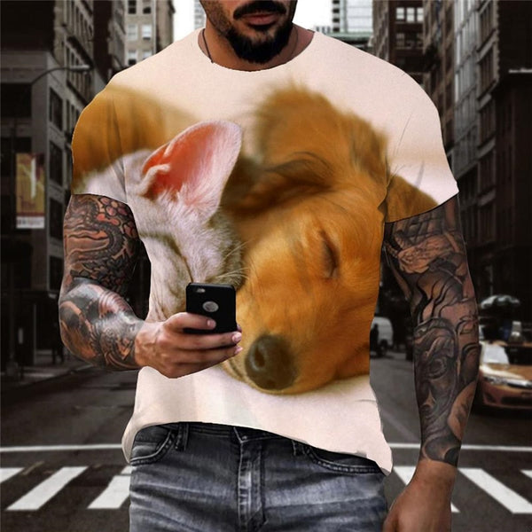 
tshirt animal docile pets 3D tshirt cat and dog men art costume Cool
                