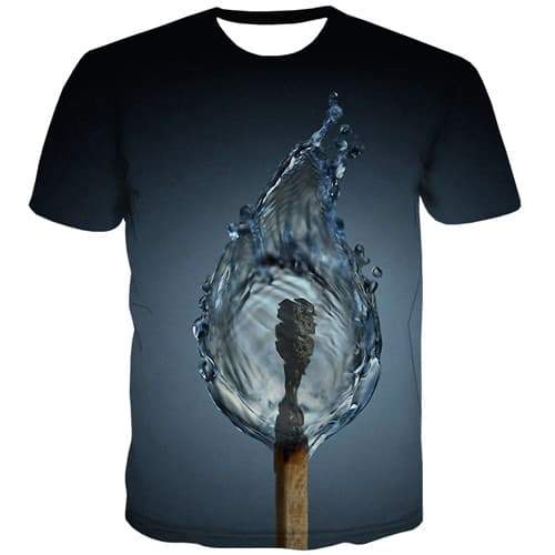 Water T shirts Men Harajuku Tshirt Anime Gray T shirts Funny Gothic T-shirts Graphic Short Sleeve T shirts Men Digital Slim - KYKU