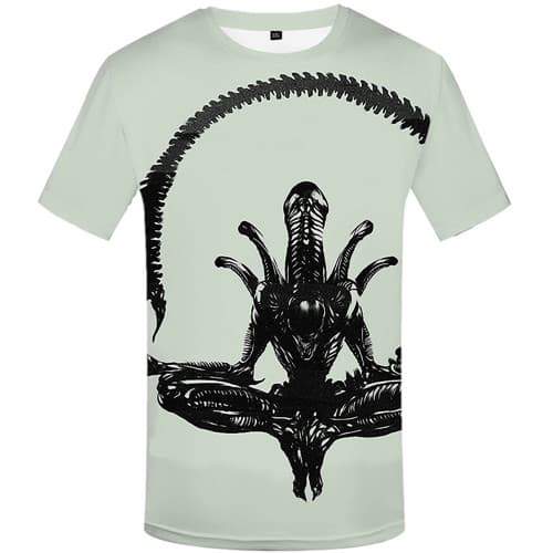 Alien T shirts Men Skeleton Tshirts Novelty Punk T shirts Funny Gray Tshirt Anime Abstract T-shirts 3d Short Sleeve Full Print - KYKU