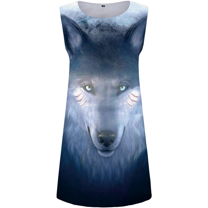 Wolf Dress Women War Sundress Animal Beach Blood Sexy Abstract Korean Style Womens Clothing Vintage