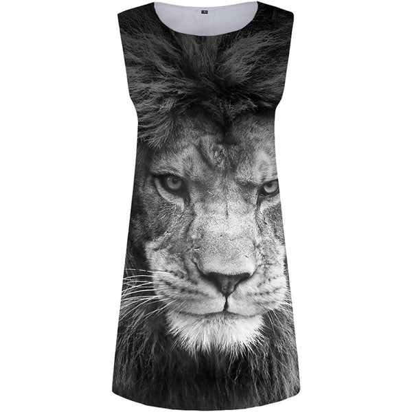 
Lion Dress Women Gray Vestido Sexy Animal Bodycon Dress King Halter Sleeveless Gothic Sundress Womens Clothing Plus Size
                