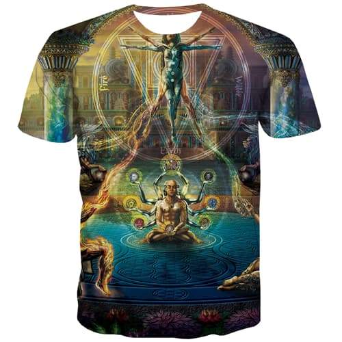 Jesus T-shirt Men Angel T shirts Funny Colorful Tshirts Novelty Funny Tshirts Casual Leisure Tshirts Cool Short Sleeve T shirts - KYKU